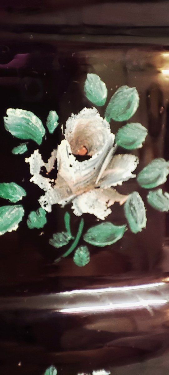 Painted Glass Vases, 1940s, Set Of 2 photo vintage