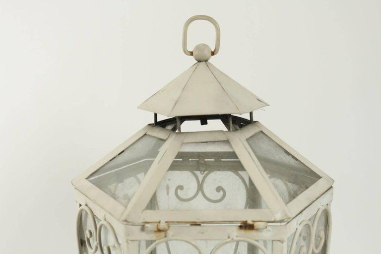 Wrought Iron Lantern In The Shape Of A Miniature Greenhouse photo for sale