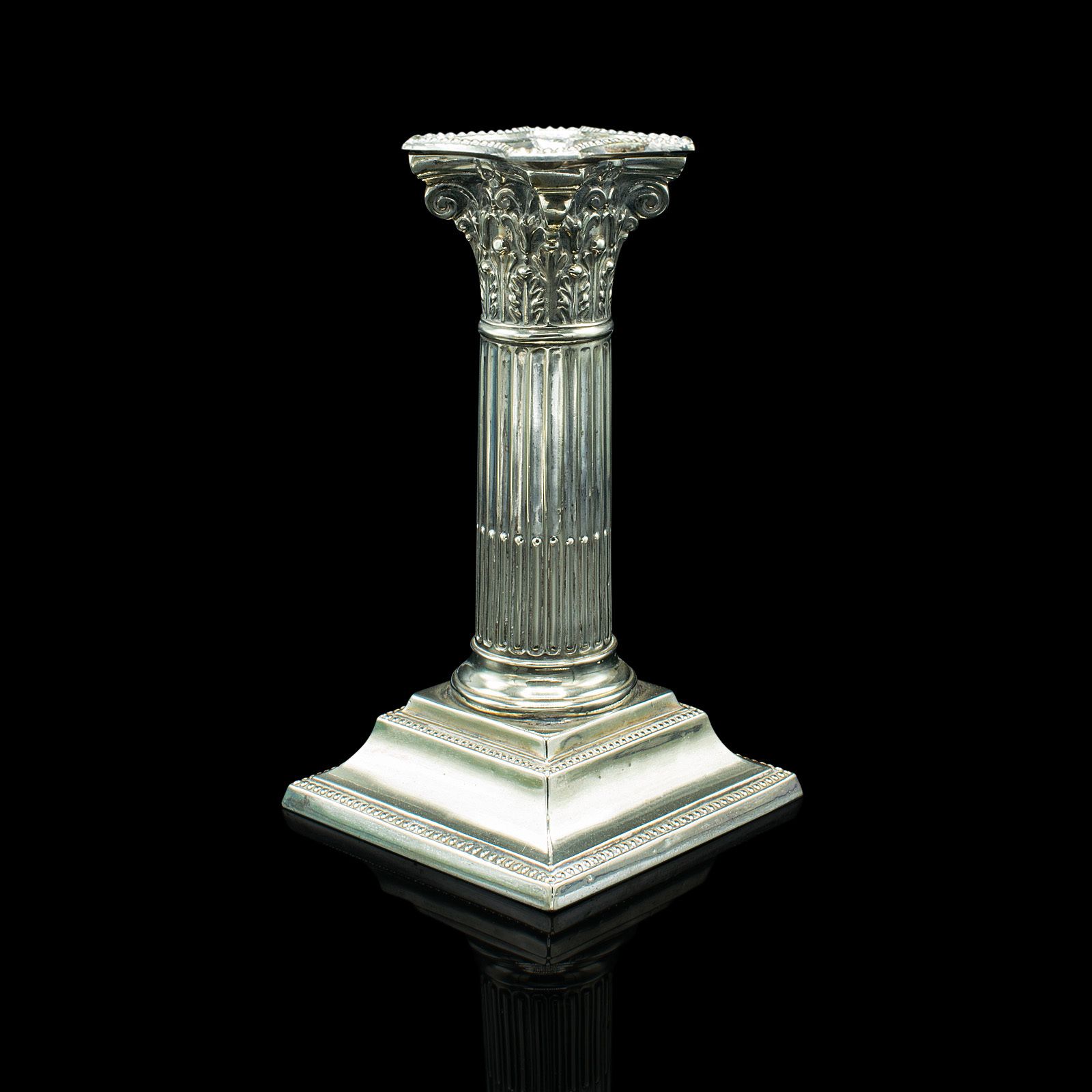 Pair Of Antique Decorative Candlesticks, Italian, Silver Plated, Grand Tour, 1860 photo for sale