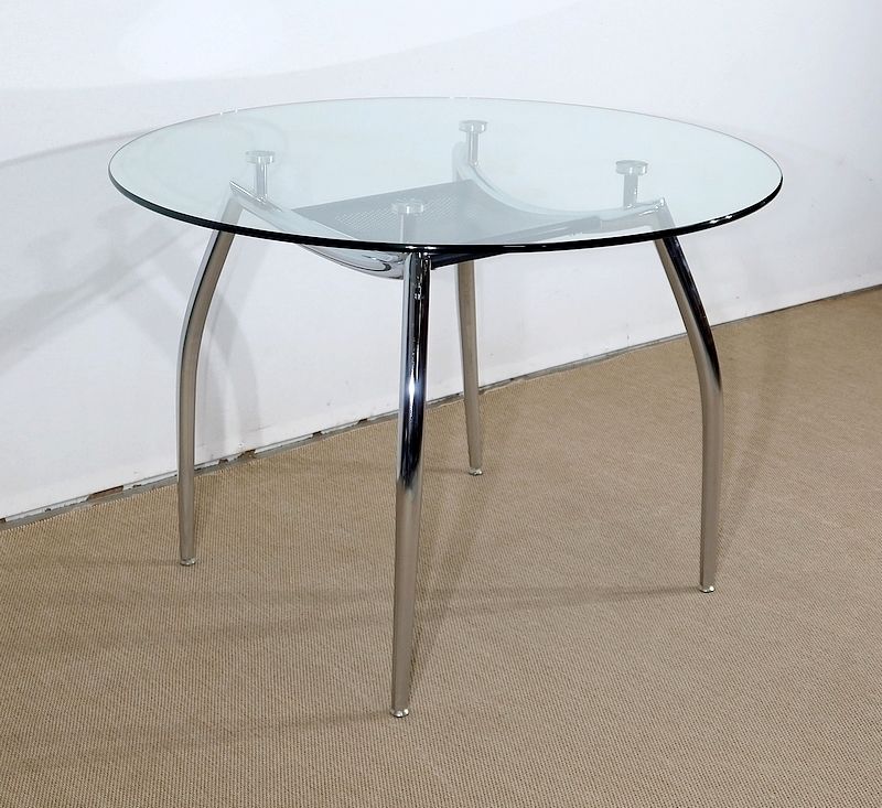 To Print Table In Chromed Metal And Glass – 1970 photo furniture