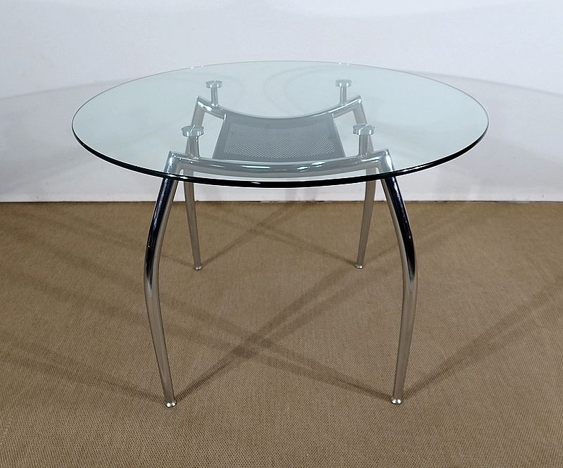 To Print Table In Chromed Metal And Glass – 1970 photo Furniture
