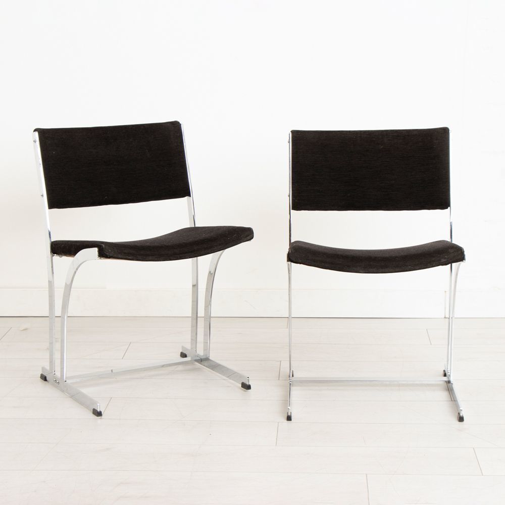 Midcentury Merrow Associates Chrome Dining Chairs By Richard Young C.1970 photo furniture