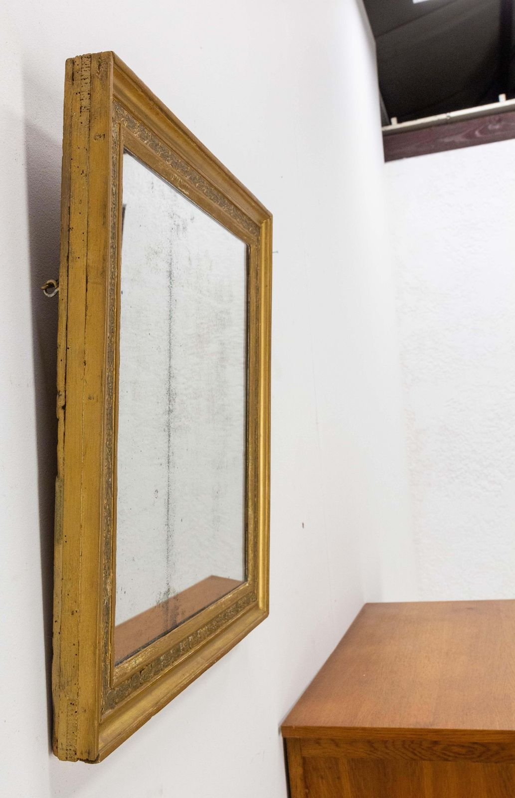 French Golden Frame Stucco Mirror Vegetal Patterns, Early 20th Century photo 442.0