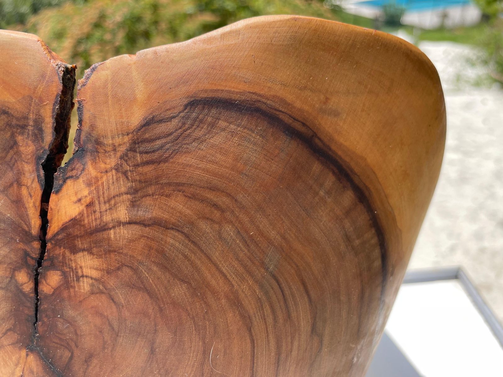 Olive Wood Bowl, French Riviera Style, France 1960, Brown Color photo 365.0