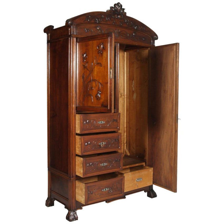 Art Nouveau, Wardrobe , Chest Of Drawers By Vincenzo Cadorin Venezia In Walnut photo furniture
