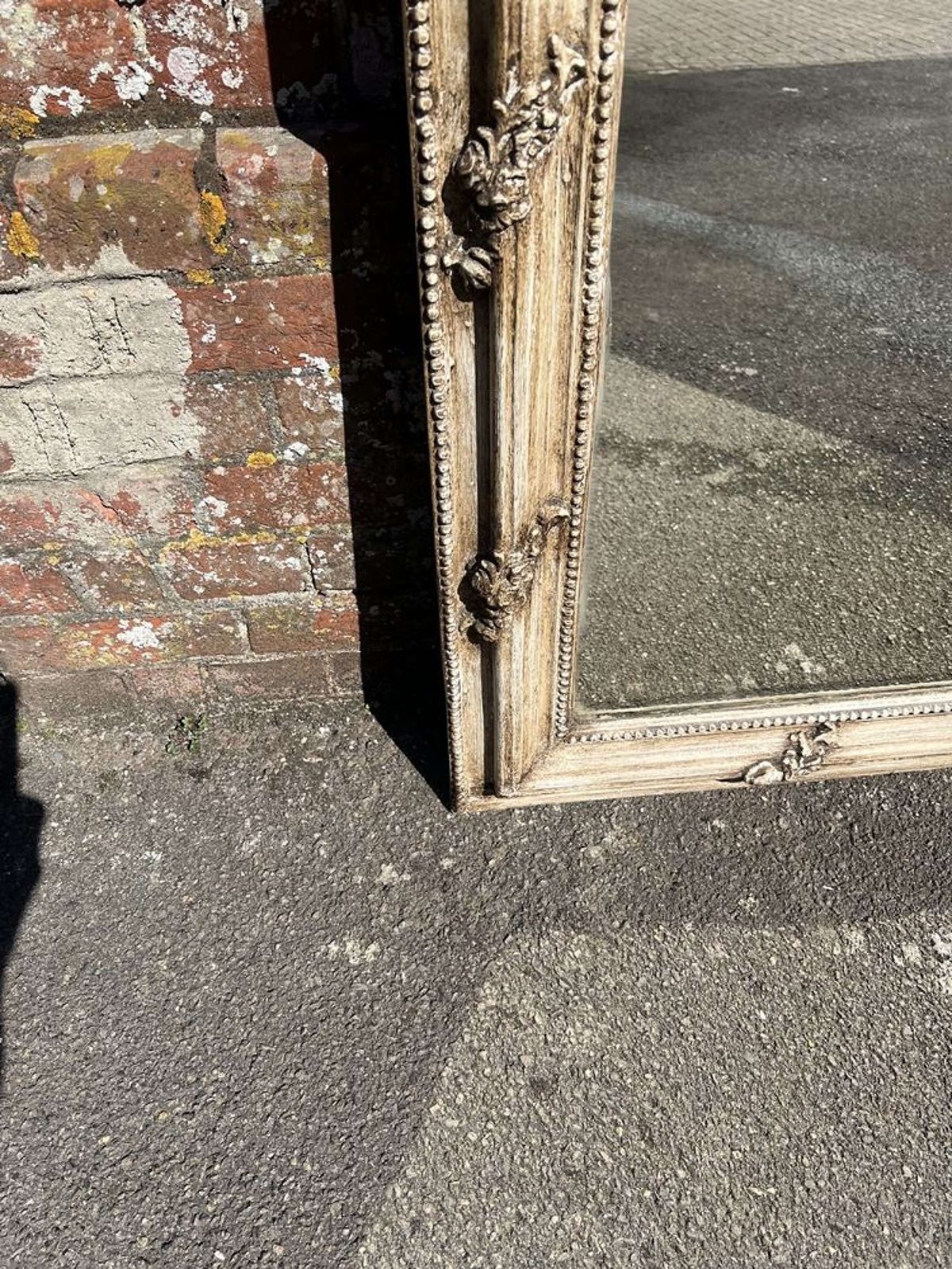 A Fabulous Large Antique French 19th C Arched Top Painted Mirror. photo for sale