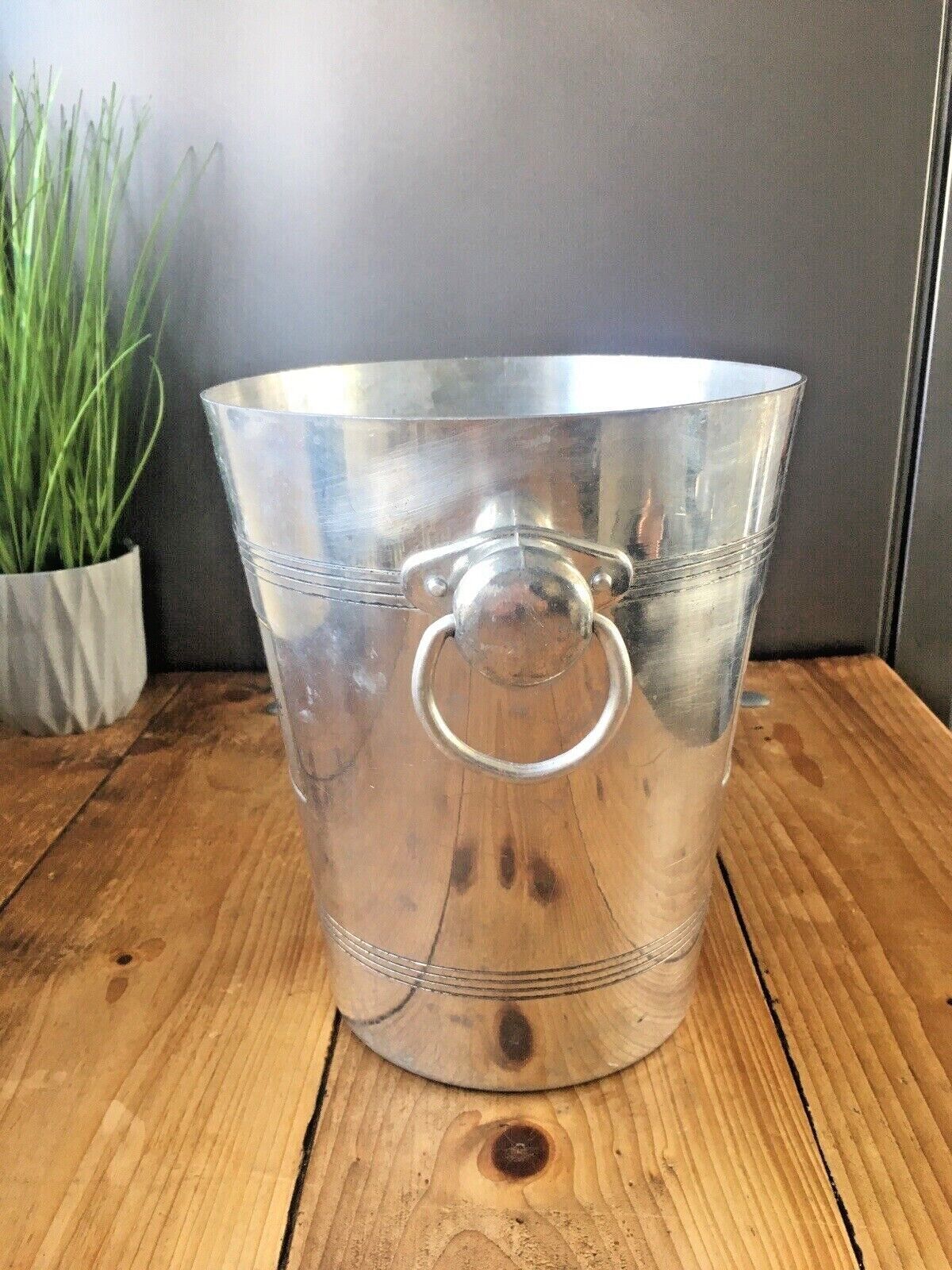 Vintage 60's French Champagne Dry Monopole Aluminium Ice Bucket Bottle Cooler photo vinterior