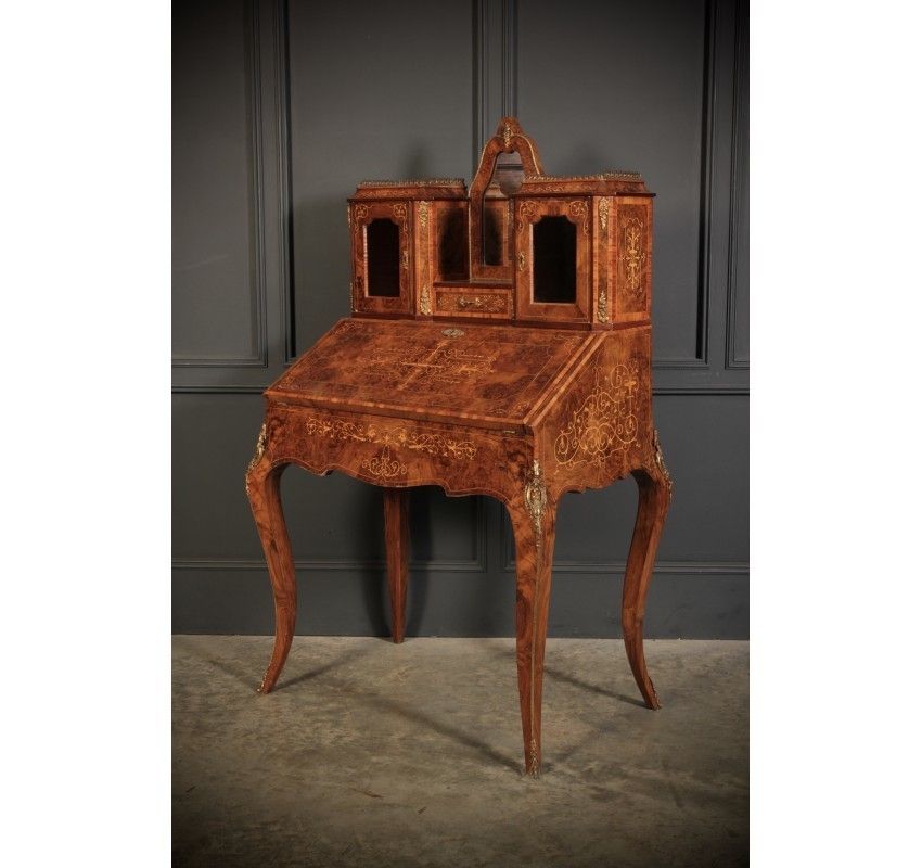 Burr Walnut Marquetry Inlaid Writing Desk photo buy