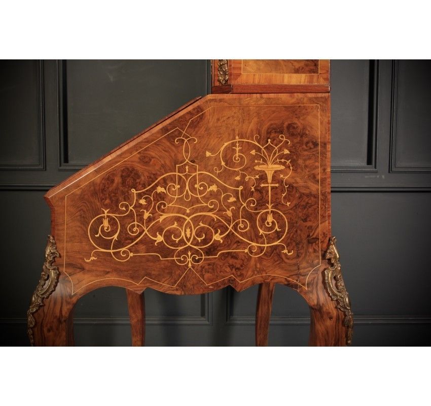 2866.5 Burr Walnut Marquetry Inlaid Writing Desk photo