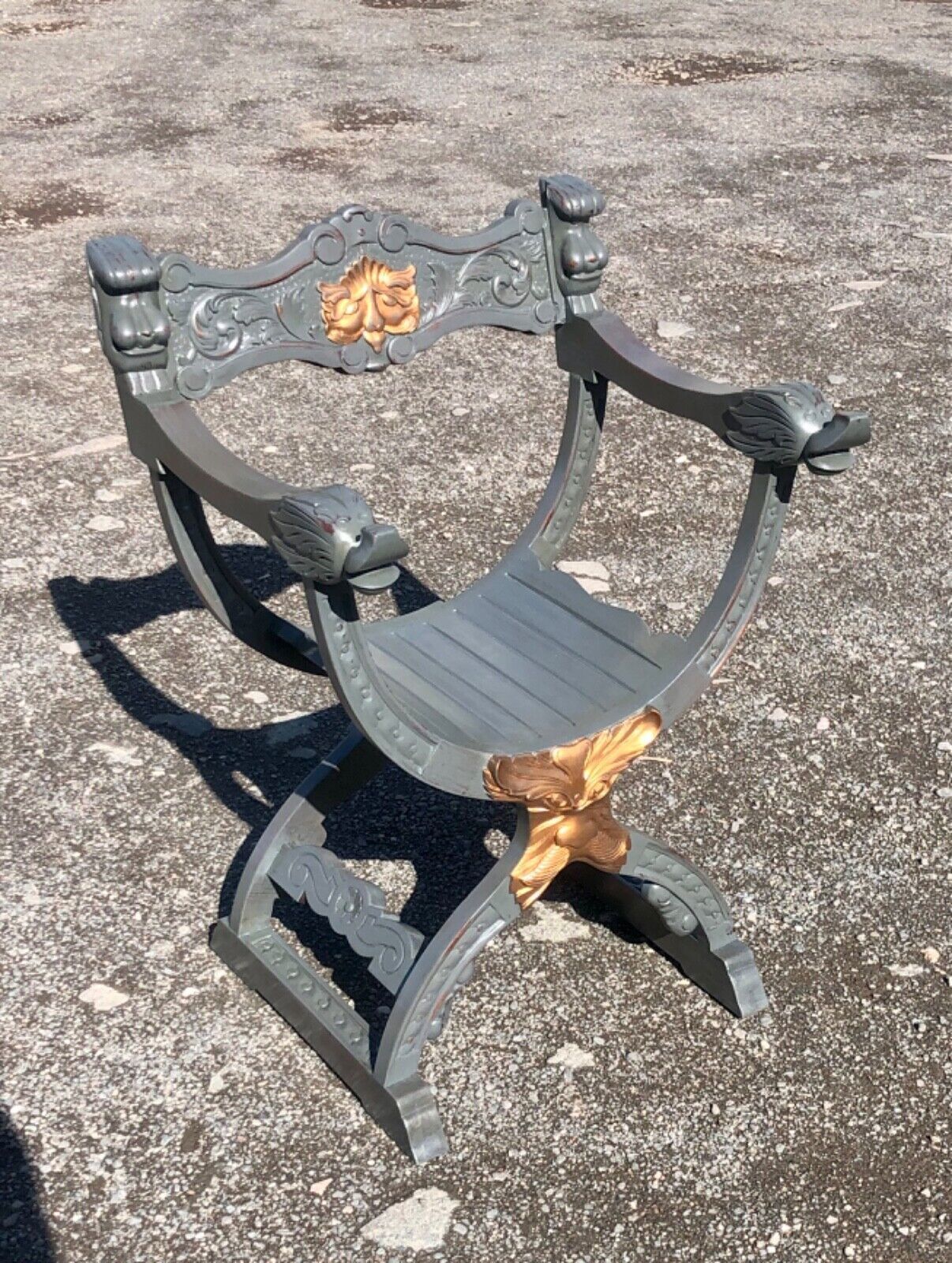 Handsome Vintage Carved Hardwood Hall Chair photo buy