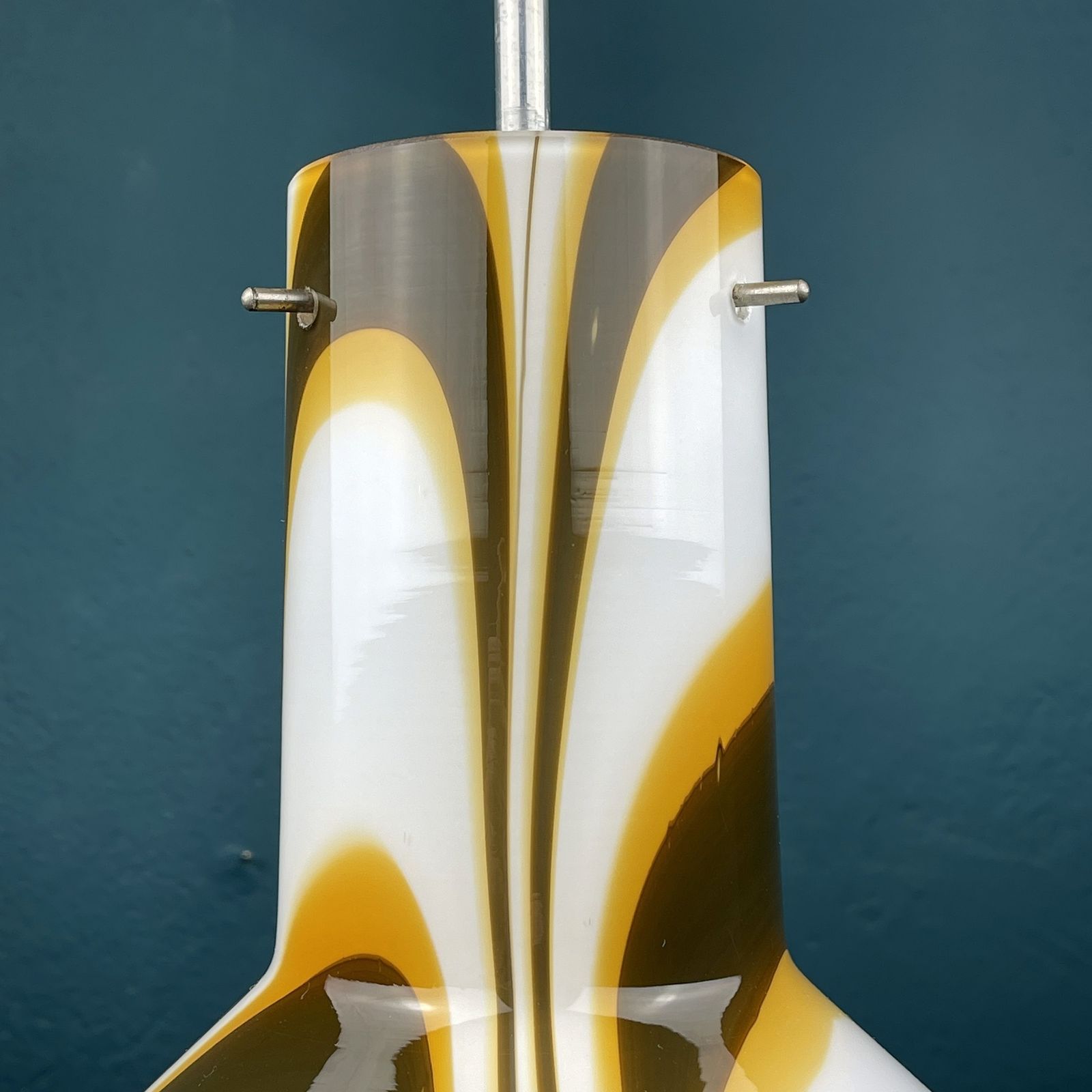 Mid Century Brown Opaline Murano Glass Pendant Lamp Italy 1950s photo Lighting