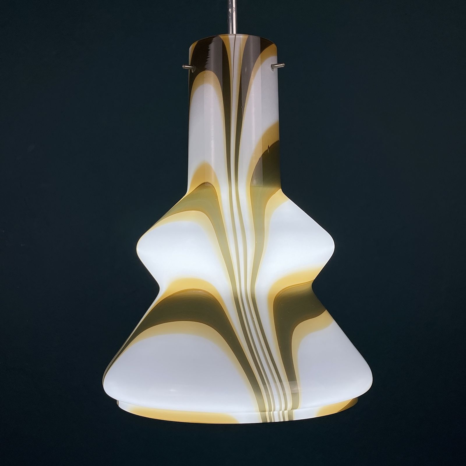 Mid Century Brown Opaline Murano Glass Pendant Lamp Italy 1950s photo buy