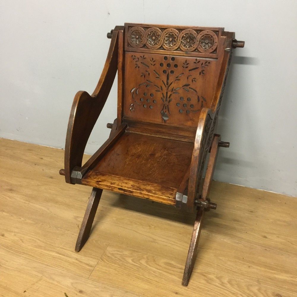 Nineteenth Century Carved Glastonbury Chair photo furniture