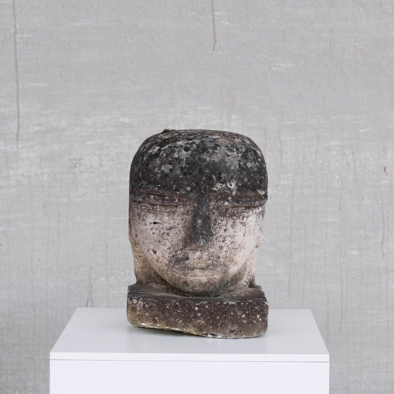 Unusual Carved Stone French Head Sculpture