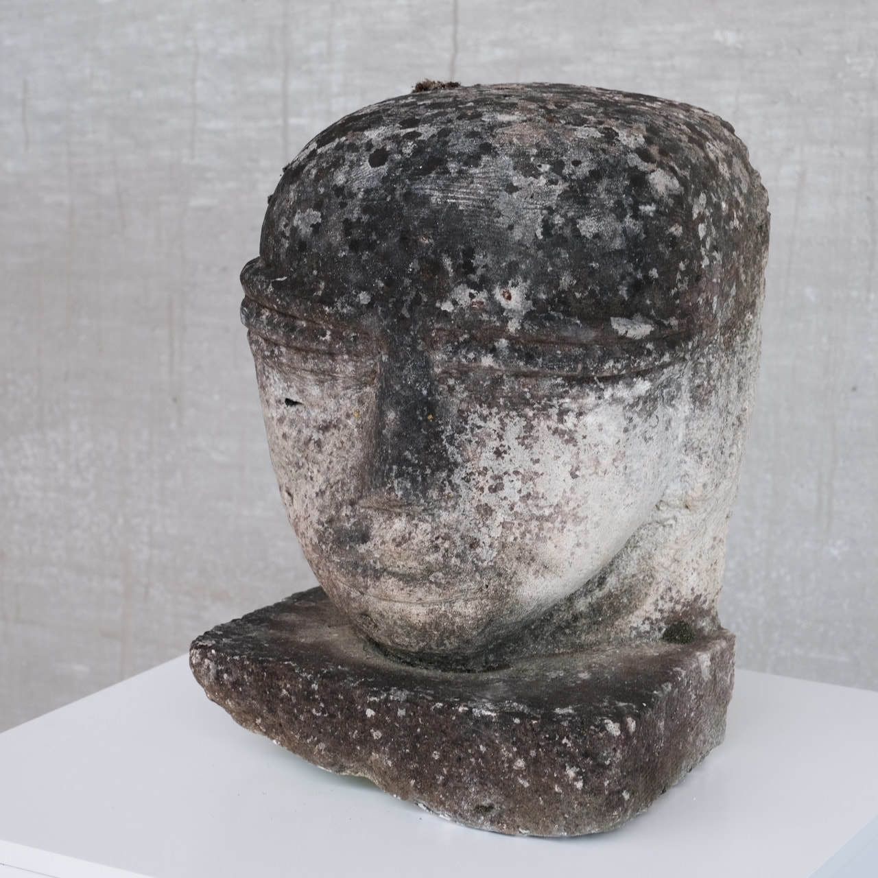 Unusual Carved Stone French Head Sculpture photo for sale