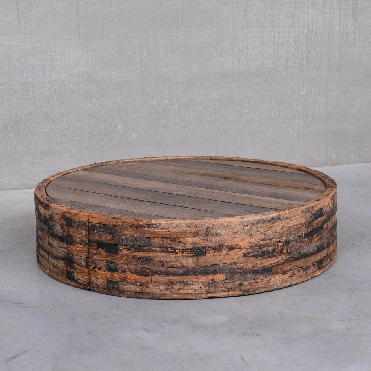 Primitive Brutalist Wooden French Mid Century Coffee Table photo furniture