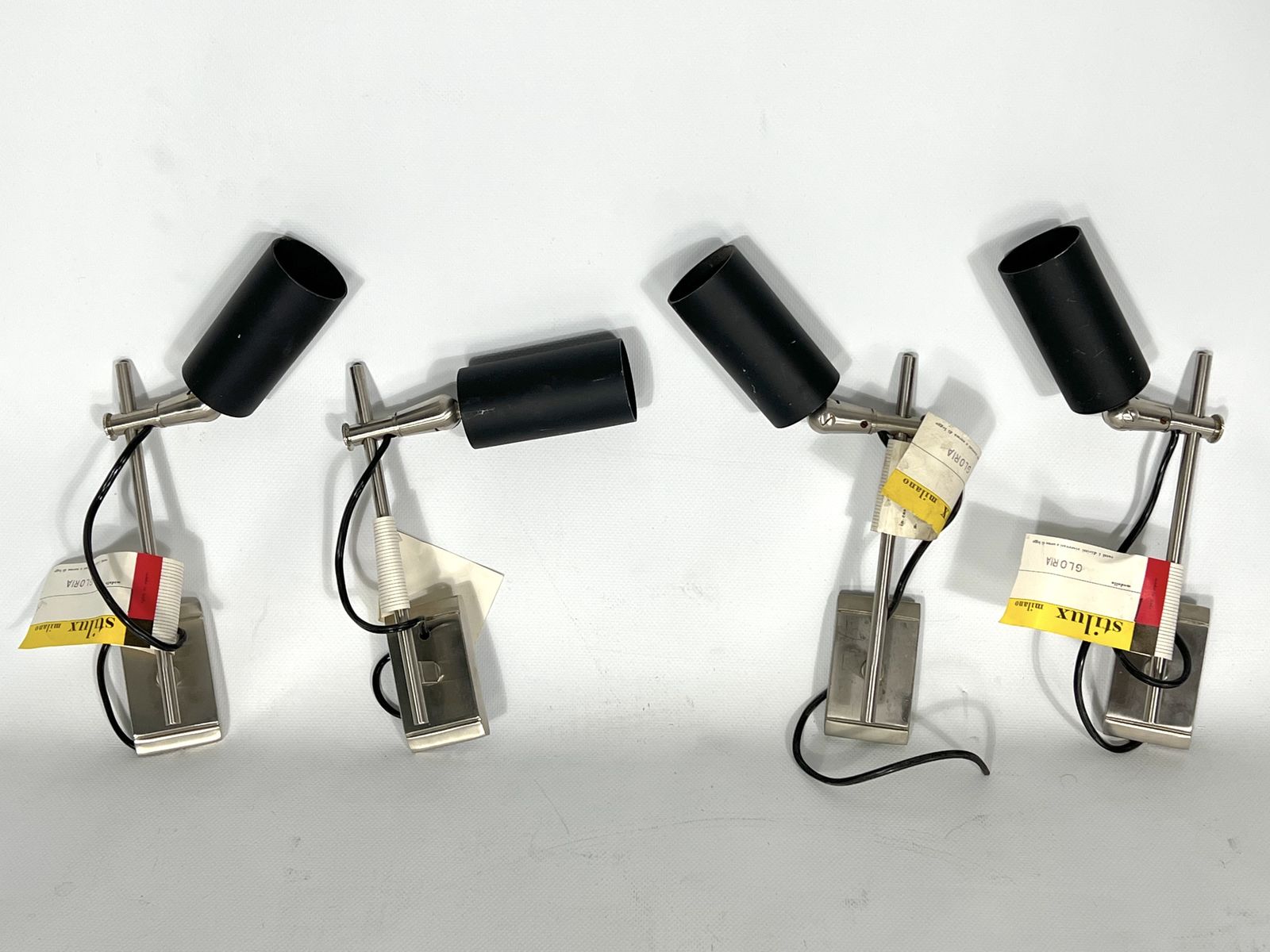 Mid Century Modern Set Of Four Inedited Orientable Gloria Model Spotlights By Stilux Milano photo for sale