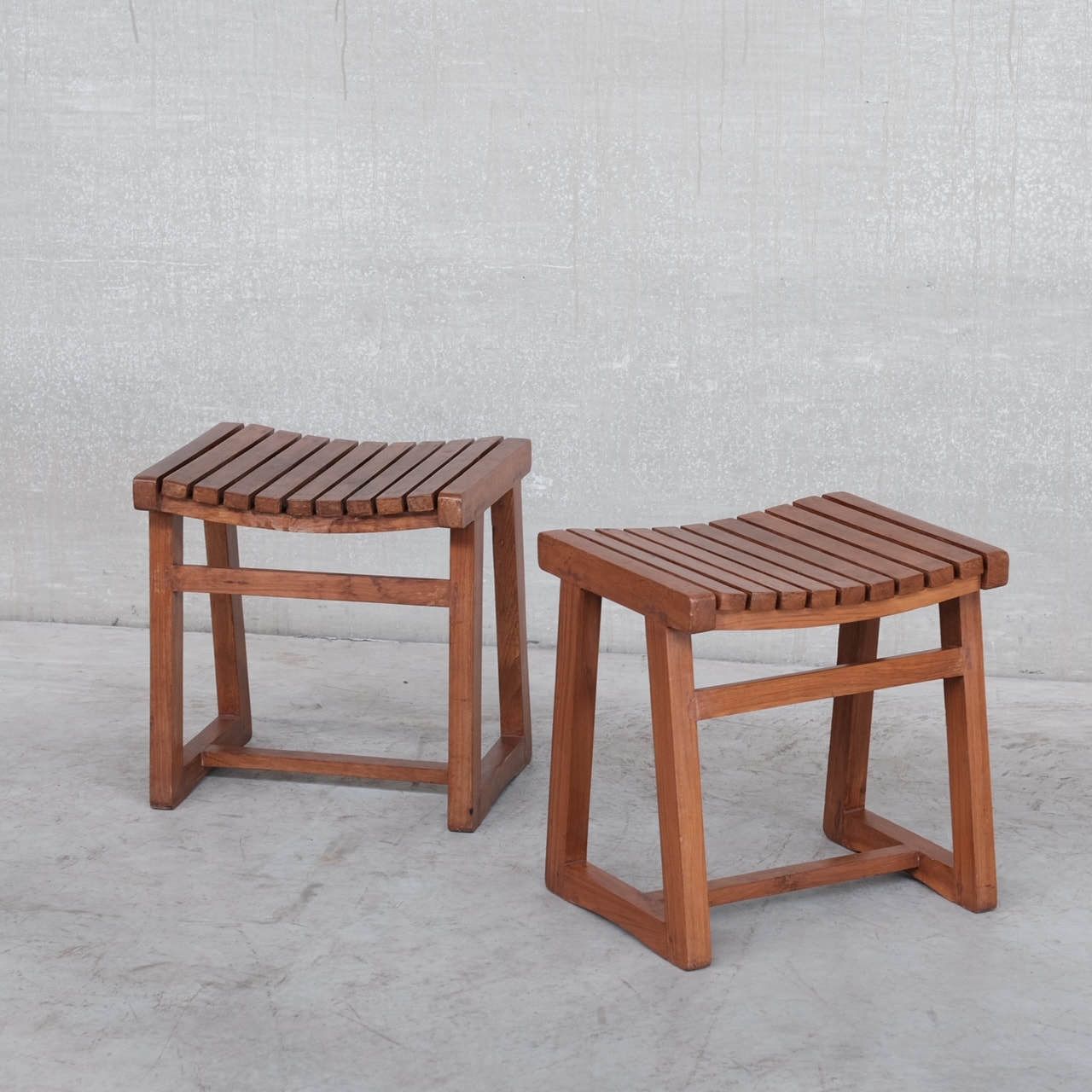 Pair Of Pierre Jeanneret Teak Stools Pj 011029