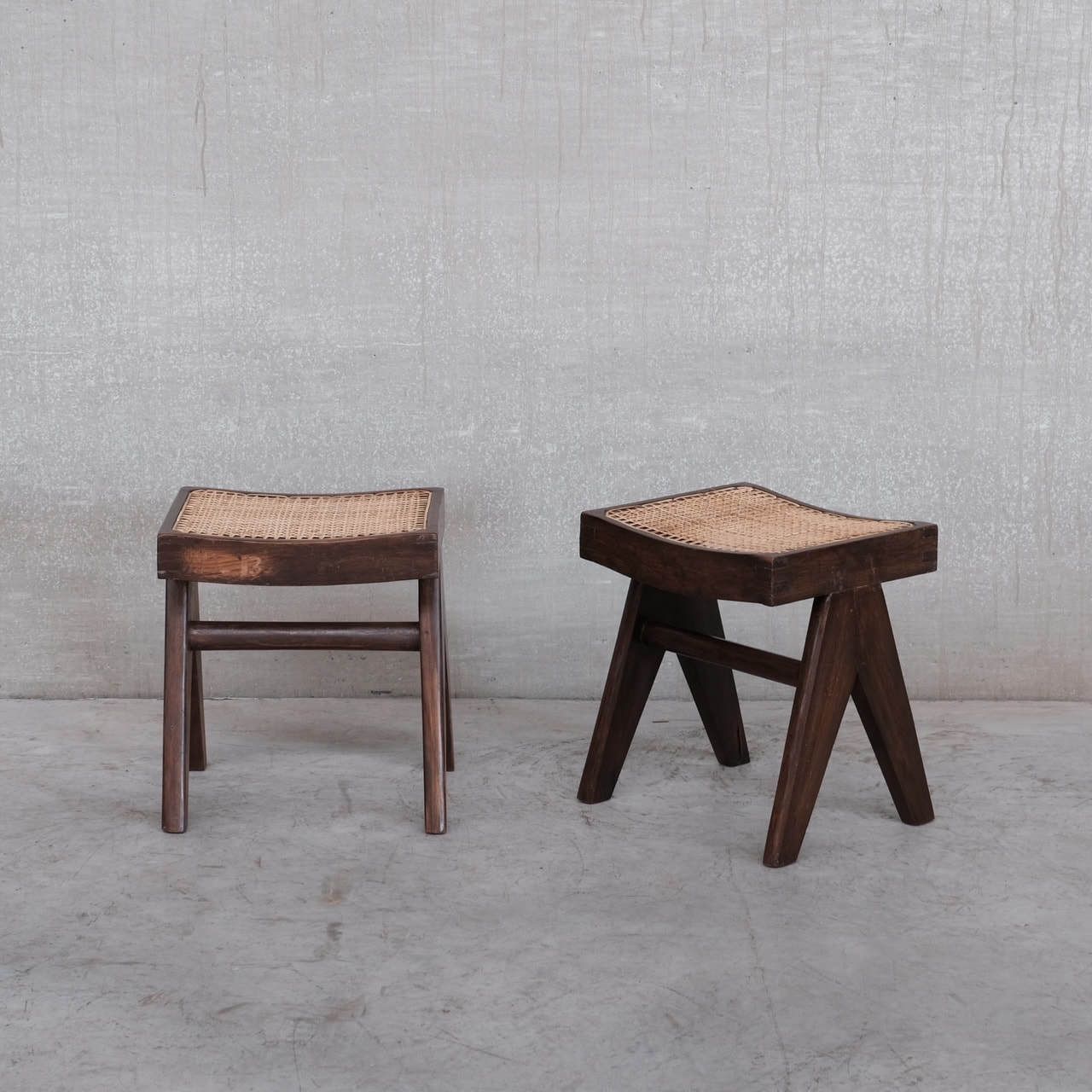 Pair Of Pierre Jeanneret Mid Century Stools Pj Si 34 A