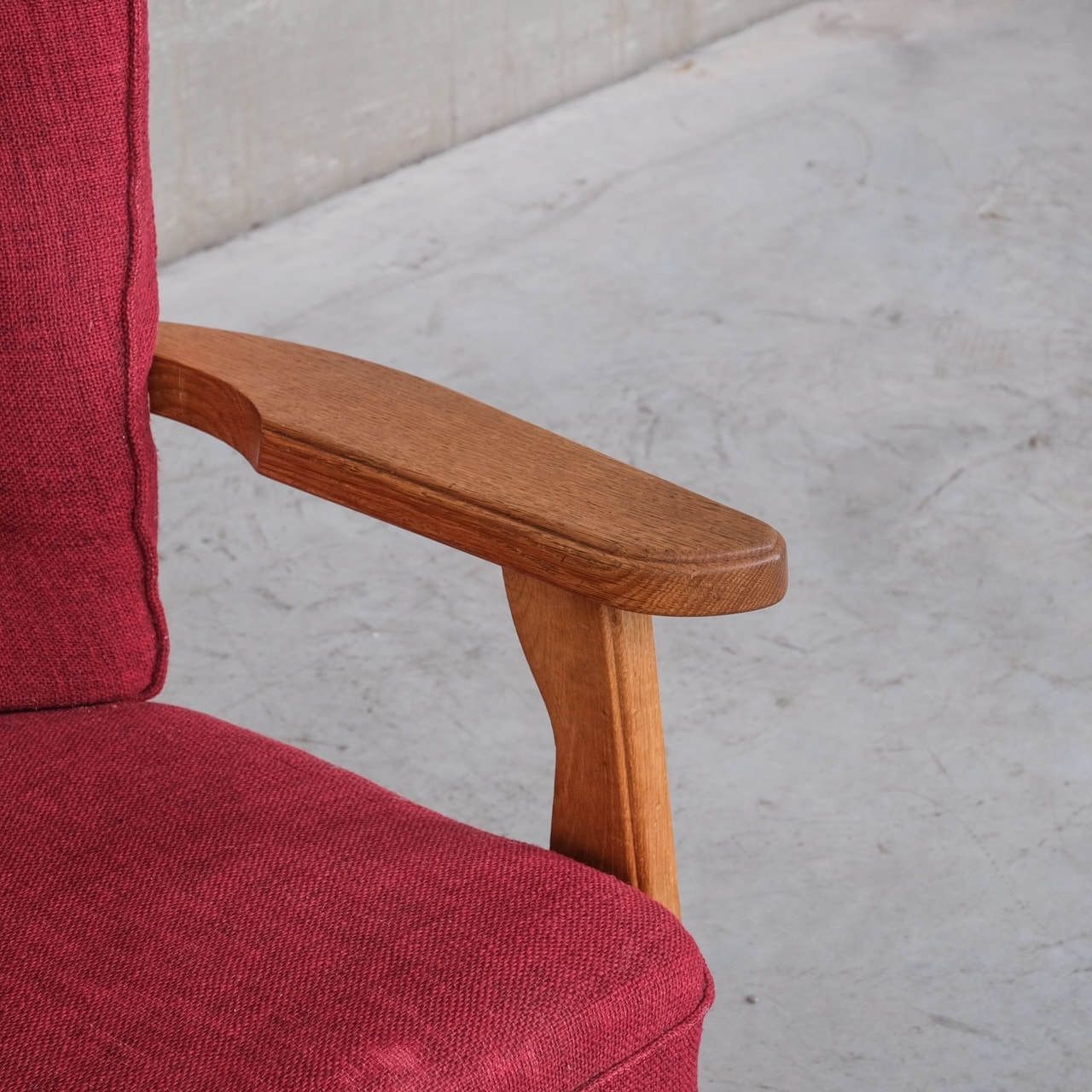 Guillerme Et Chambron Oak Mid Century French Armchair photo for sale