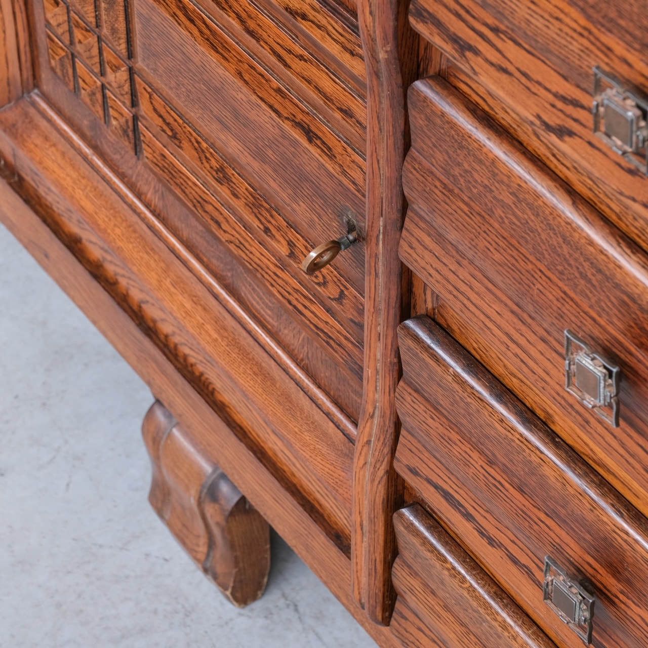 photo vintage Art Deco French Marble Credenza Or Sideboard