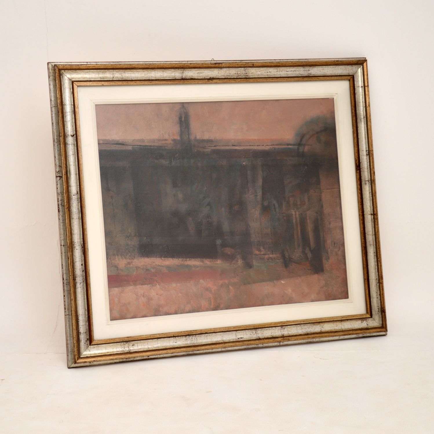Pair Of Italian Abstract Framed Oil Paintings C.1980 Signed "Giussani" photo for sale