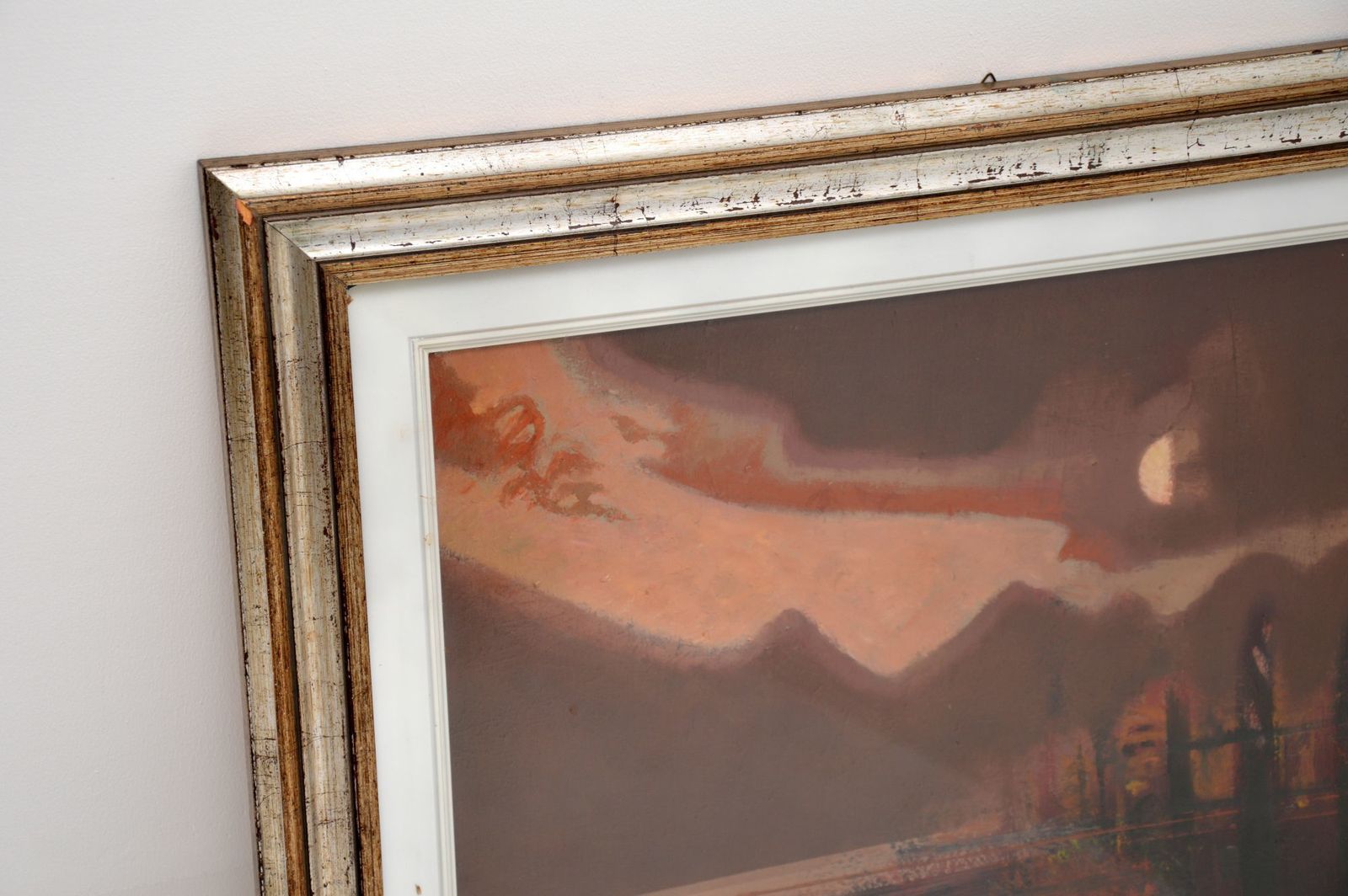 Pair Of Italian Abstract Framed Oil Paintings C.1980 Signed "Giussani" photo Art