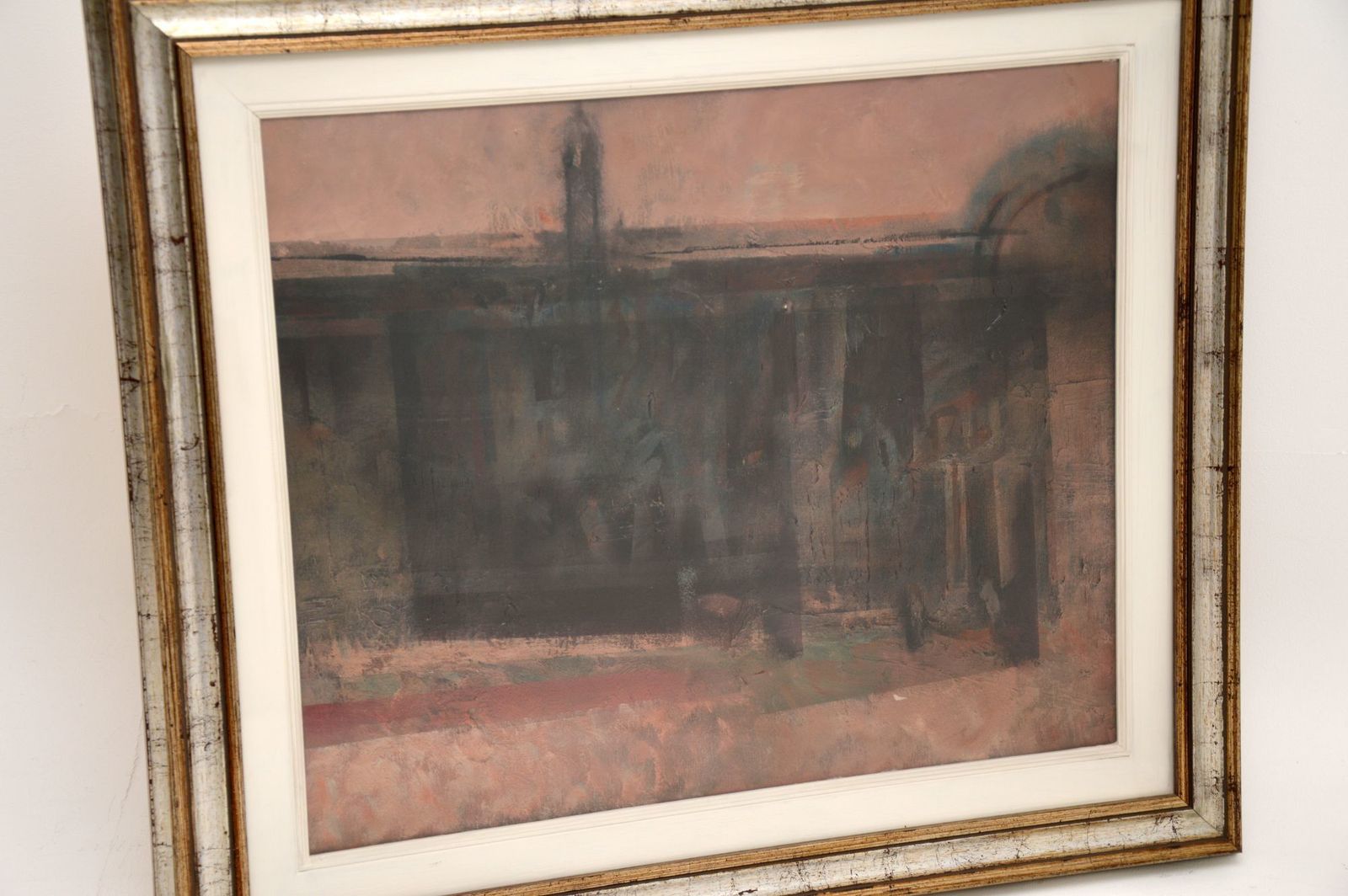 Pair Of Italian Abstract Framed Oil Paintings C.1980 Signed "Giussani" photo vinterior