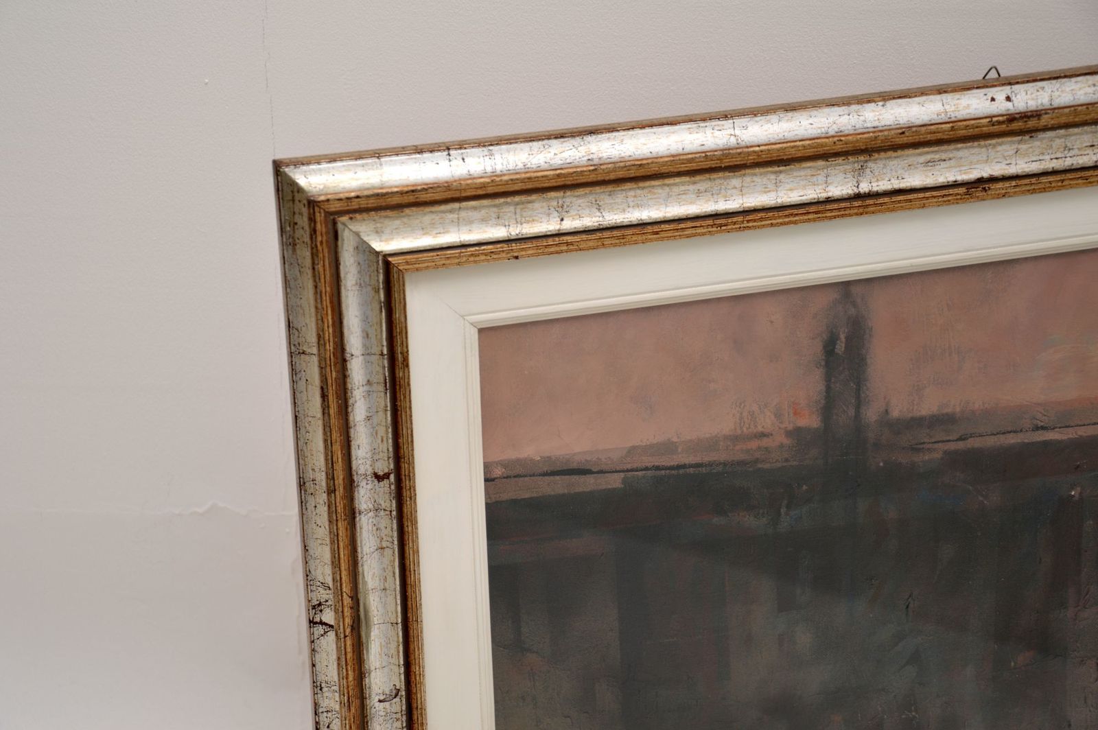 Pair Of Italian Abstract Framed Oil Paintings C.1980 Signed "Giussani" photo buy