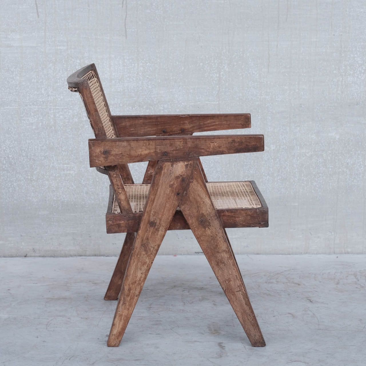 Pierre Jeanneret Mid Century Office Cane Chair Pj Si S8 B photo vintage