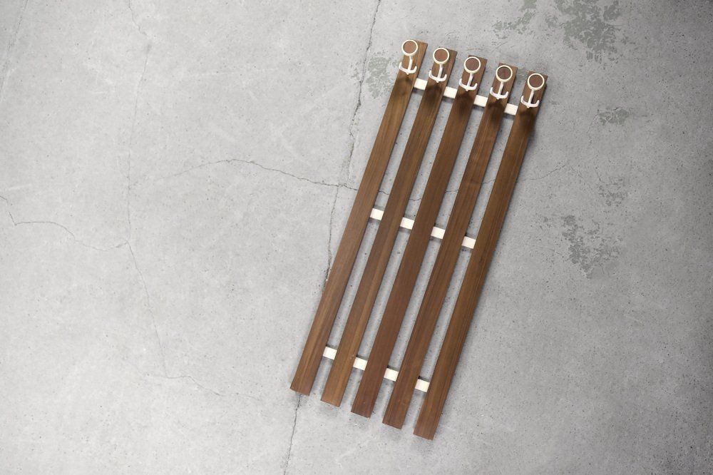 Mid Century Scandinavian Modern Teak Wall Coat Rack, 1950s photo vinterior