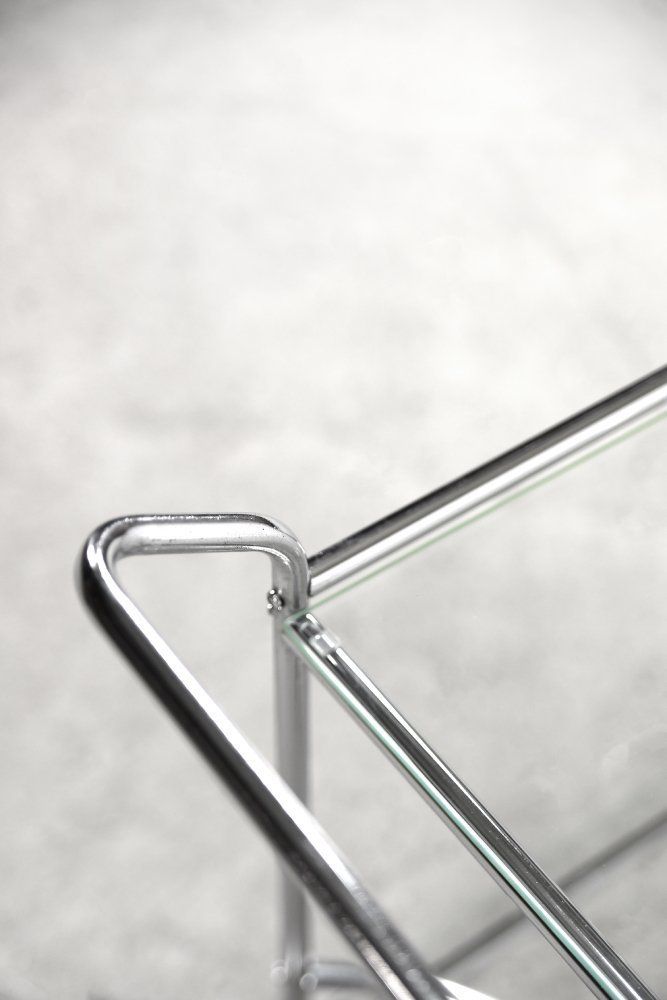 Vintage Art Dèco Tubular Steel Chrome Plated And Glass Bar Cart, 1950s photo buy