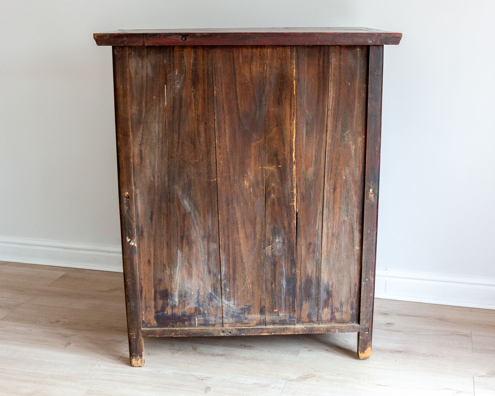 photo buy Rare Late 18th Century Chinese Red Lacquered Panelled Shanxi Wedding Cabinet Oriental