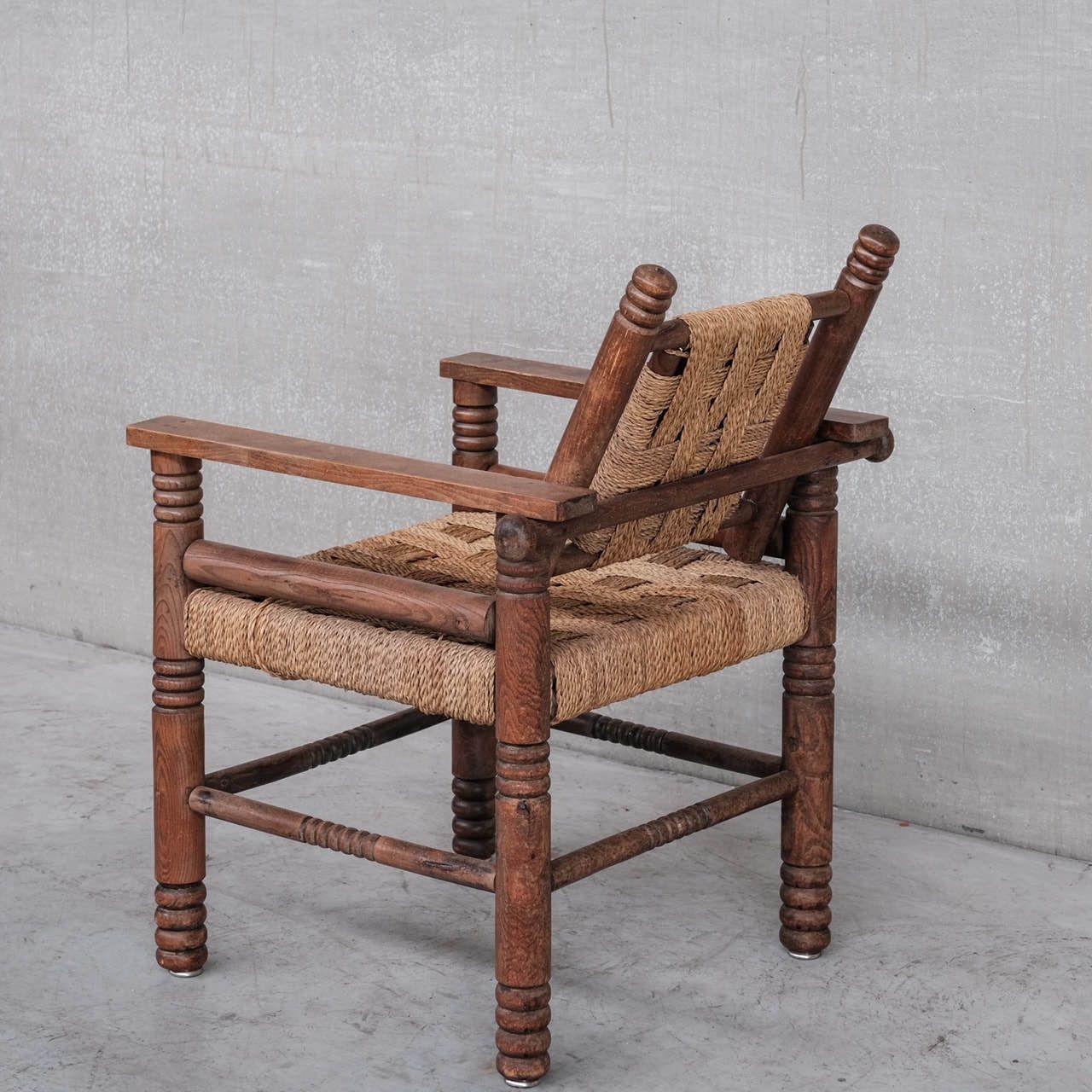 2500.0 French Art Deco Cord And Oak Armchair Attr. To Charles Dudouyt photo
