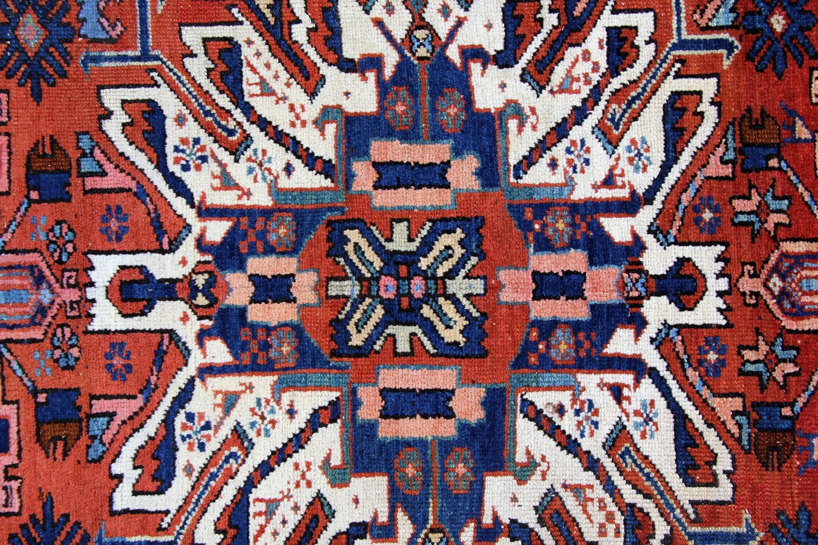 Antique Kazak Rug Handwoven Carpet Rust Geometric Tribal Rug 137x260cm photo buy