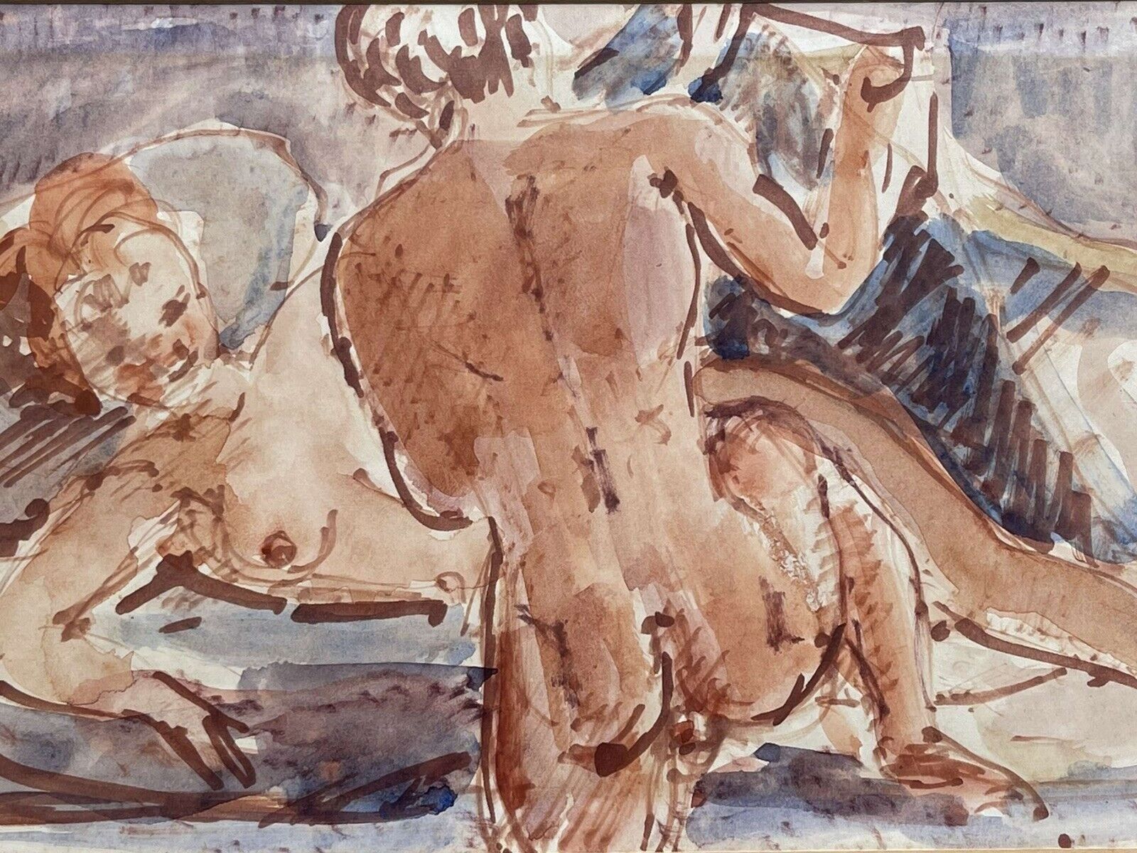 Stuart Scott Somerville Nude Couple Watercolour/ Gouache photo Art