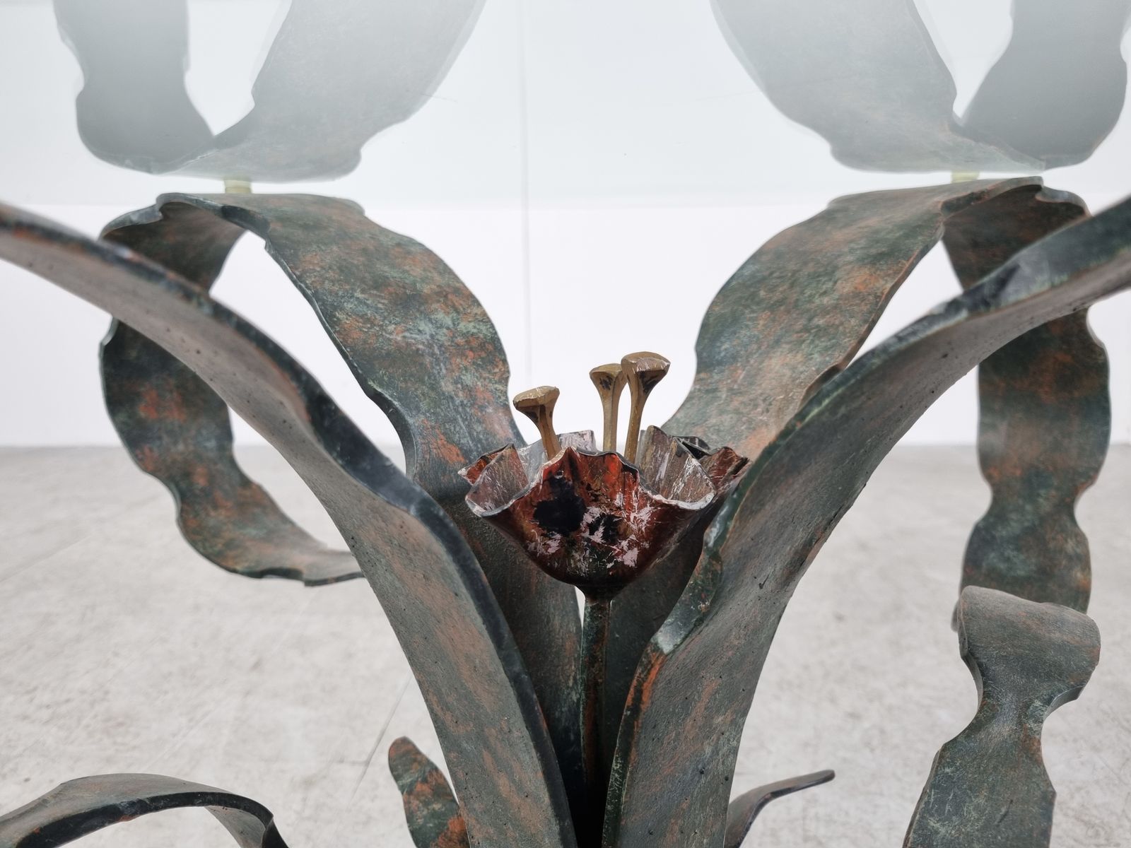 Sculpted Steel Flower Coffee Table, 1970s photo furniture