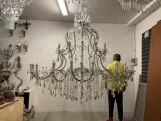 Gigantic Italian Crystal Chandelier 1950’s Fully Restored photo for sale