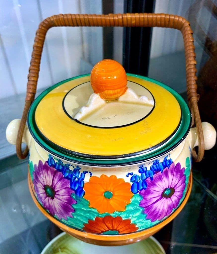 Clarice Cliff Gayday Biscuit Barrel Shape 355 Art Deco Pottery Antique / Bizarre photo 649.0