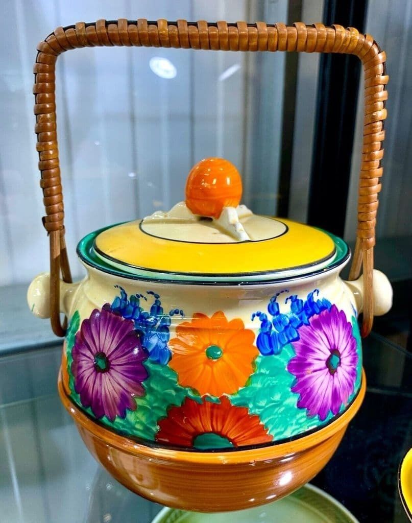 Clarice Cliff Gayday Biscuit Barrel Shape 355 Art Deco Pottery Antique / Bizarre photo buy