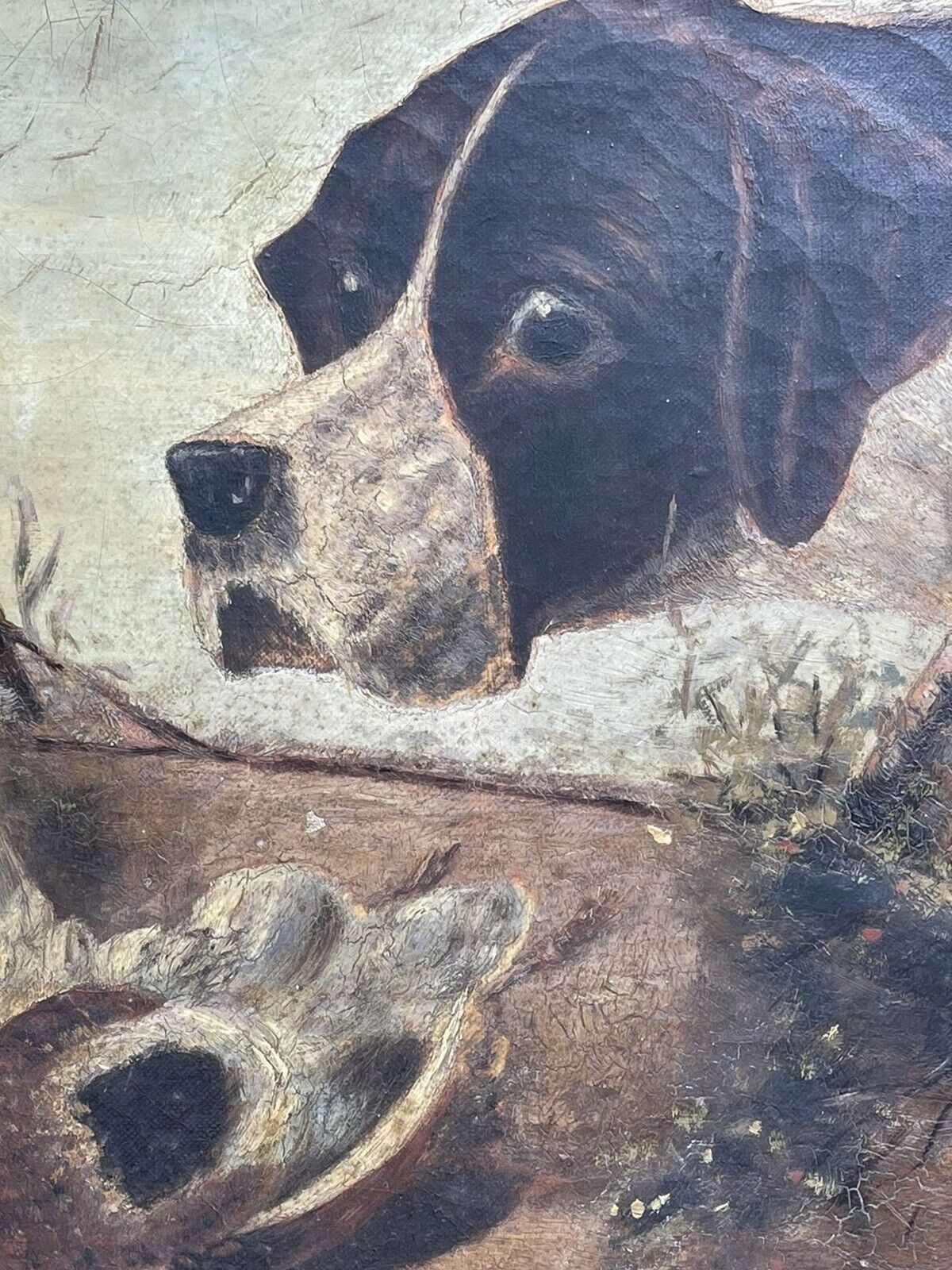 Original Oil Painting After Richard Ansdell “ Pointer And Partridge photo vinterior