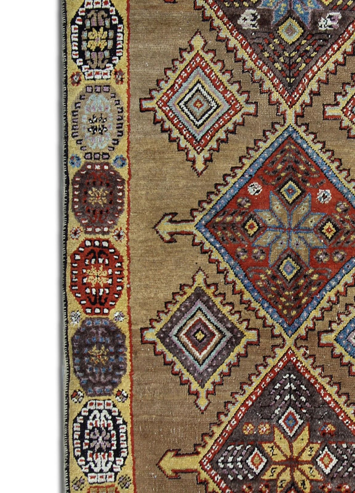 Gold Handmade Carpet Oriental Geometric Rug Tribal Living Room Rug 102x210cm photo for sale