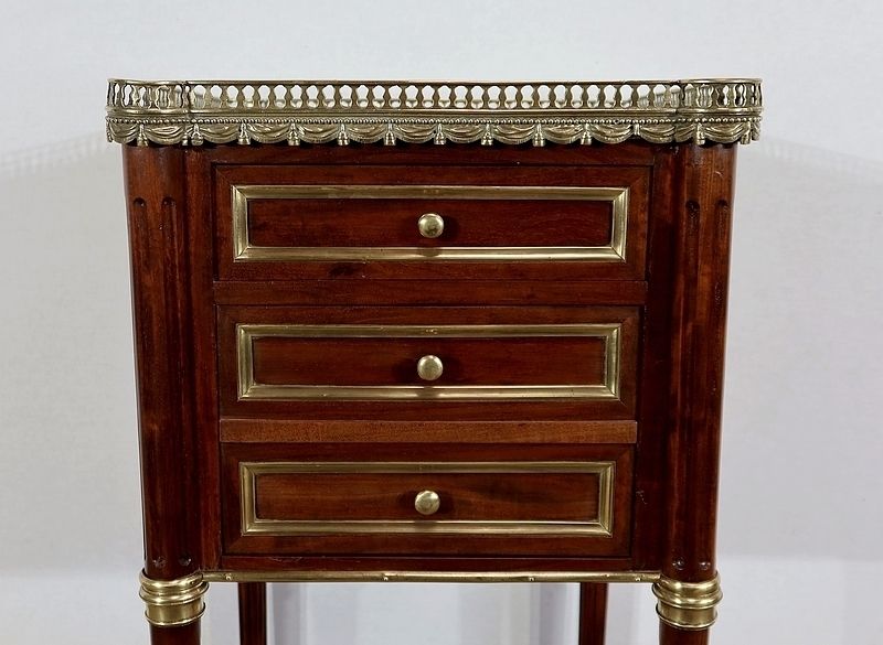 Small Middle Cabinet In Solid Mahogany And Marble, Louis XVI Style   Period 1900 photo vintage