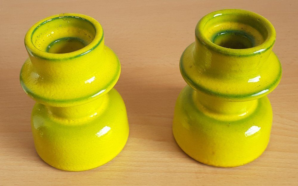 Scandinavian Space Age Ceramic Candleholders, 1970s, Set Of 2 photo for sale