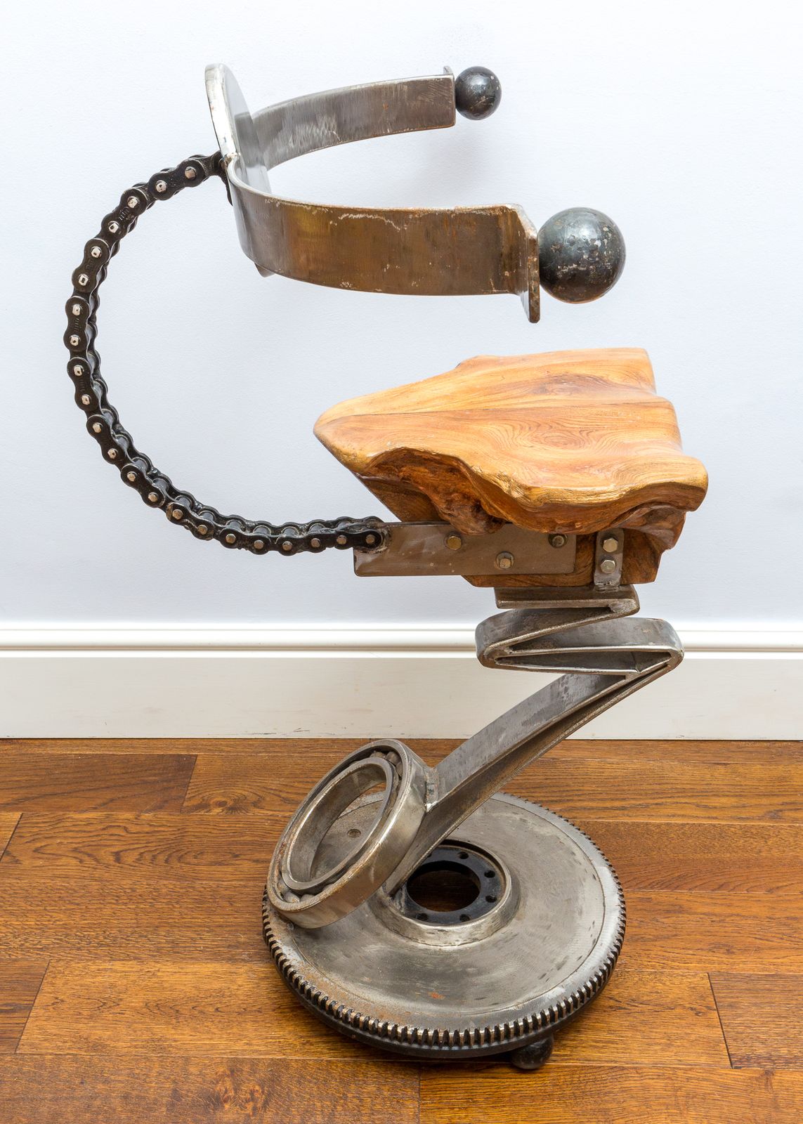 Sculptural Barstool Mechanical Industrial Brutalist Salvaged Steampunk Statement Chair Mancave photo buy
