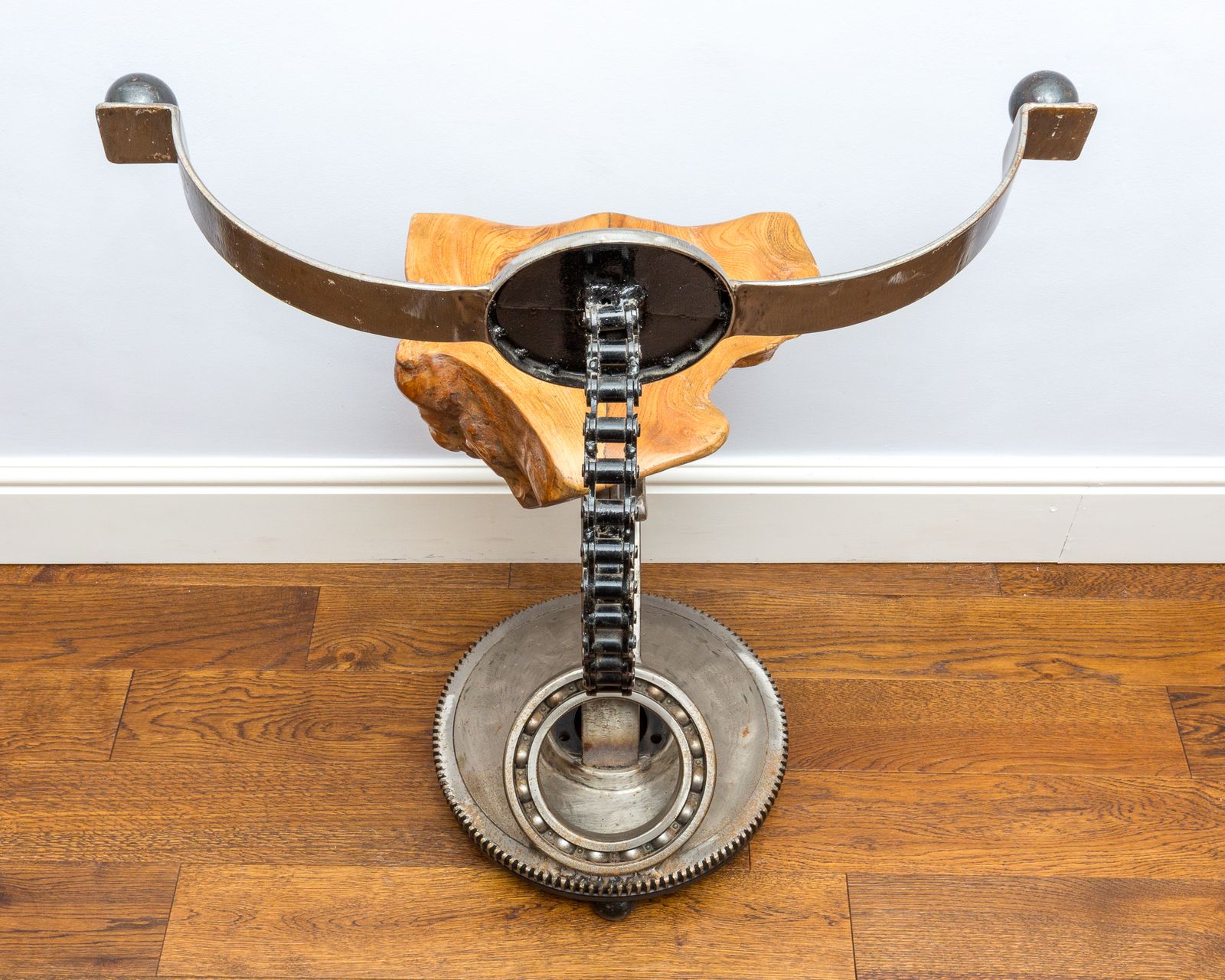 photo furniture Sculptural Barstool Mechanical Industrial Brutalist Salvaged Steampunk Statement Chair Mancave