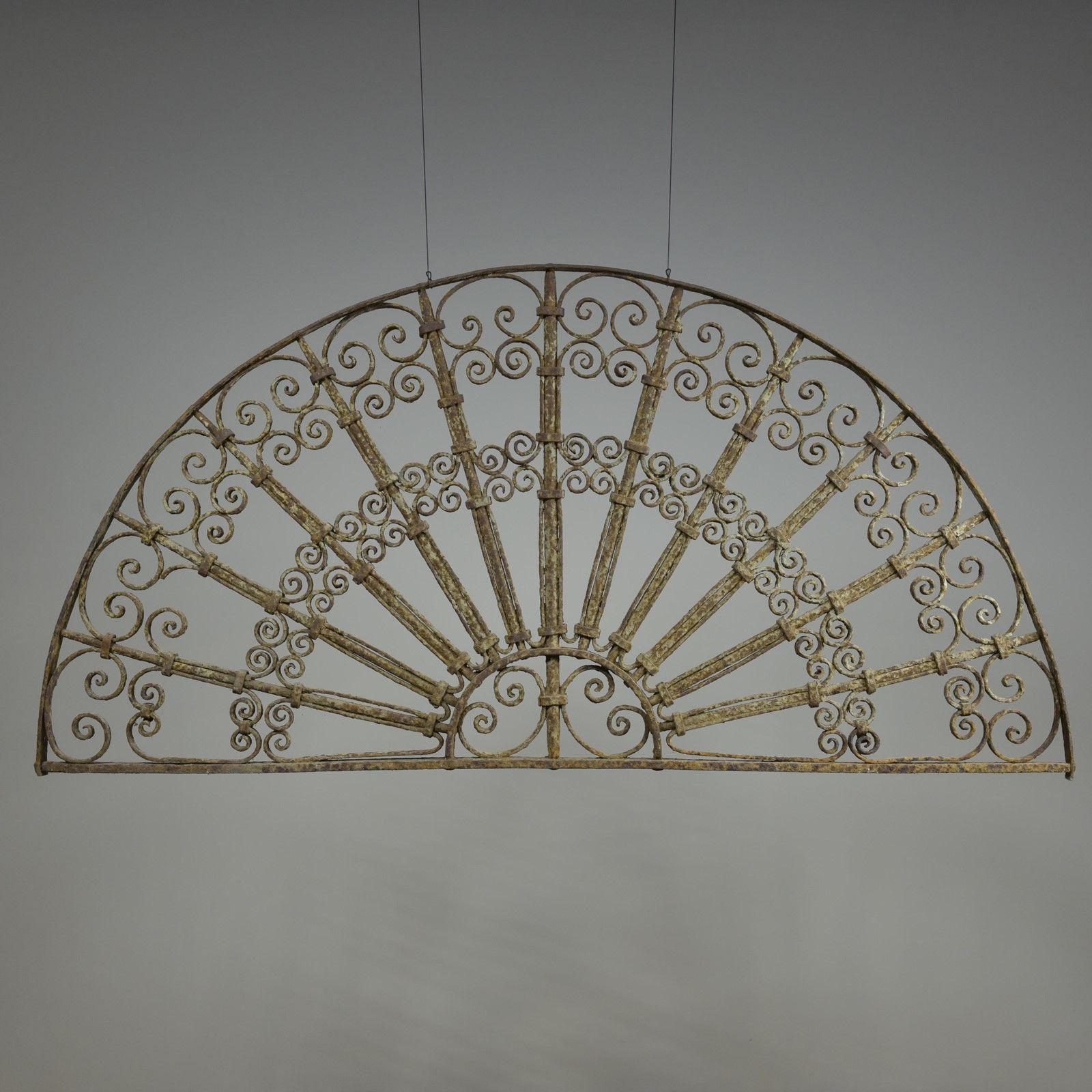 Antique Wrought Iron Demilune Overdoor Grill