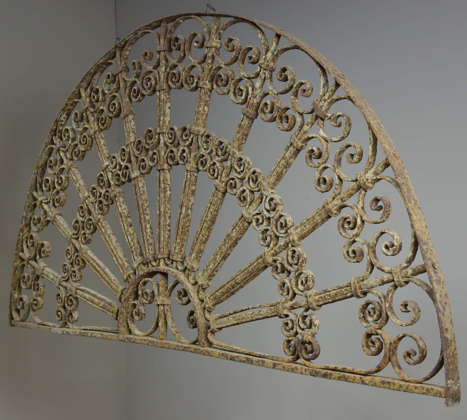 Antique Wrought Iron Demilune Overdoor Grill photo 1033.0