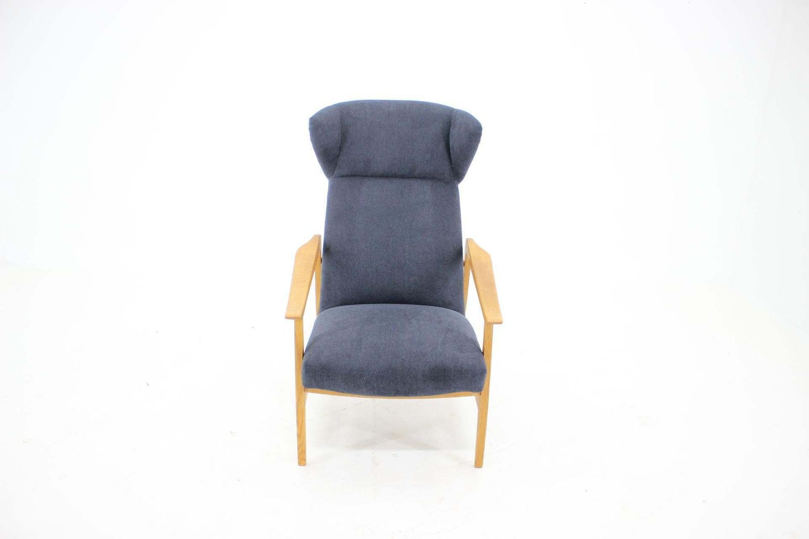 1960s Oak Reclining Wing Chair, Czechoslovakia photo vintage
