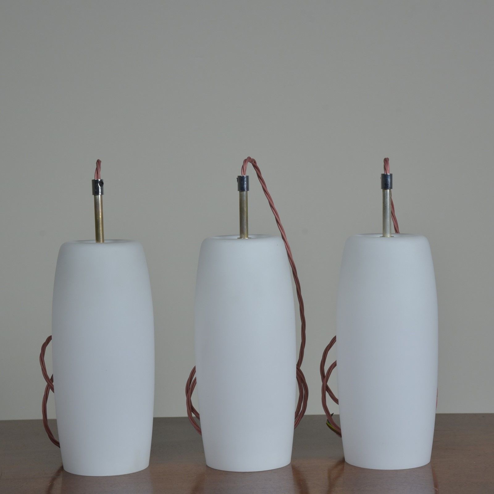 Trio Opal Glass Shades   Silvered Brass Fittings photo 219.0